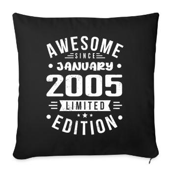 Janvier 2005 - Anniversaire Janvier 2005 I Janvier 2005 - Housse de coussin décorative 45 x 45 cm - noir - Devant