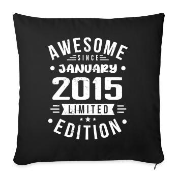 Janvier 2015 - Anniversaire Janvier 2015 I Janvier 2015 - Housse de coussin décorative 45 x 45 cm - noir - Devant