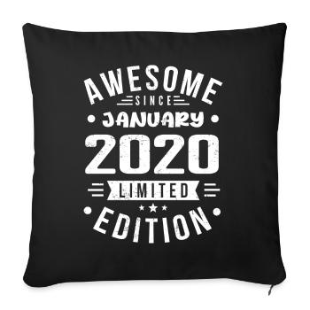 Janvier 2020 - Anniversaire Janvier 2020 I Janvier 2020 - Housse de coussin décorative 45 x 45 cm - noir - Devant