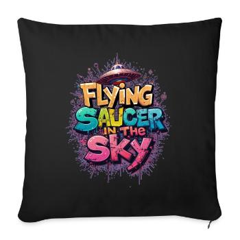 Une soucoupe volante dans le ciel - Housse de coussin décorative 45 x 45 cm - noir - Devant
