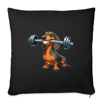Dachshund Dumbbell Workout Fitness - Sofa pillowcase 17,3'' x 17,3'' (45 x 45 cm) - black - Front