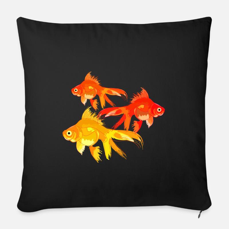 Bunter Goldfisch Gartenteich - Sofakissenbezug 45 x 45 cm - Schwarz