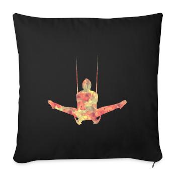 Gymnastics with rope rings - Sofa pillowcase 17,3'' x 17,3'' (45 x 45 cm) - black - Front