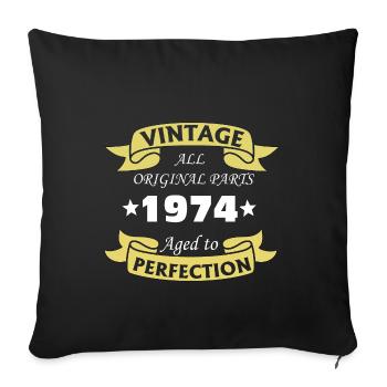 Vintage 1974 50 Years Aged to Perfection - Sofa pillowcase 17,3'' x 17,3'' (45 x 45 cm) - black - Front