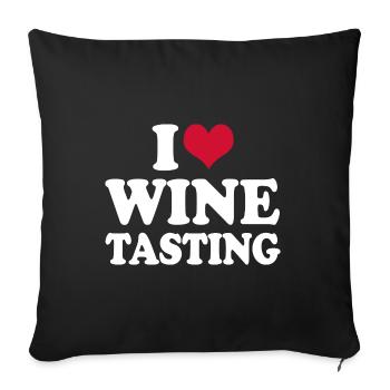 Buveur de vin Vin J’aime la dégustation de vin - Housse de coussin décorative 45 x 45 cm - noir - Devant