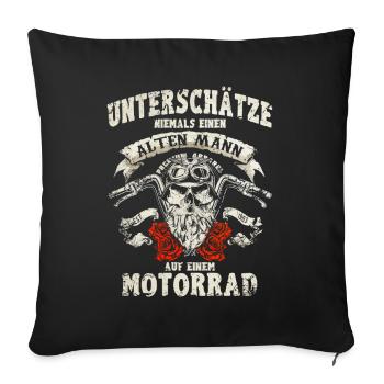 ALTER MANN - MOTORRAD - BIKER - ROCKER - GESCHENK - Sofakissenbezug 45 x 45 cm - Schwarz - Vorne