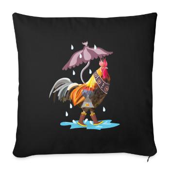rooster in the rain - Sofa pillowcase 17,3'' x 17,3'' (45 x 45 cm) - black - Front