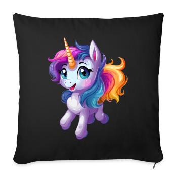 Cute unicorn design - Sofa pillowcase 17,3'' x 17,3'' (45 x 45 cm) - black - Front