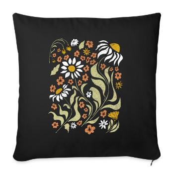 Boho Wildflower Damen T-Shirt, Vintage Wildflower - Sofakissenbezug 45 x 45 cm - Schwarz - Vorne