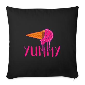 Yummy | lecker | Eis | Sommer | Eis essen - Sofakissenbezug 45 x 45 cm - Schwarz - Vorne