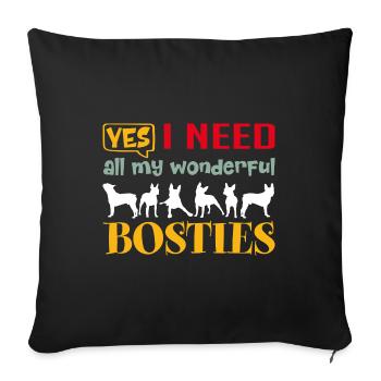Ouais j’ai besoin de mes merveilleux Bosties - Housse de coussin décorative 45 x 45 cm - noir - Devant