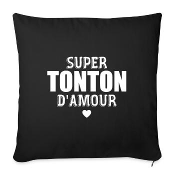 Super tonton d'amour - Housse de coussin décorative 45 x 45 cm - noir - Devant