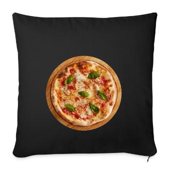 pizza margherita pizzeria food food - Sofa pillowcase 17,3'' x 17,3'' (45 x 45 cm) - black - Front