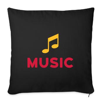 ★ Les couleurs de conception peuvent être modifiées ★ Musique (Remarque) - Housse de coussin décorative 45 x 45 cm - noir - Devant