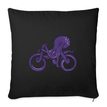 Octopus | Bicycle | Cyclists | Marine animal - Sofa pillowcase 17,3'' x 17,3'' (45 x 45 cm) - black - Front