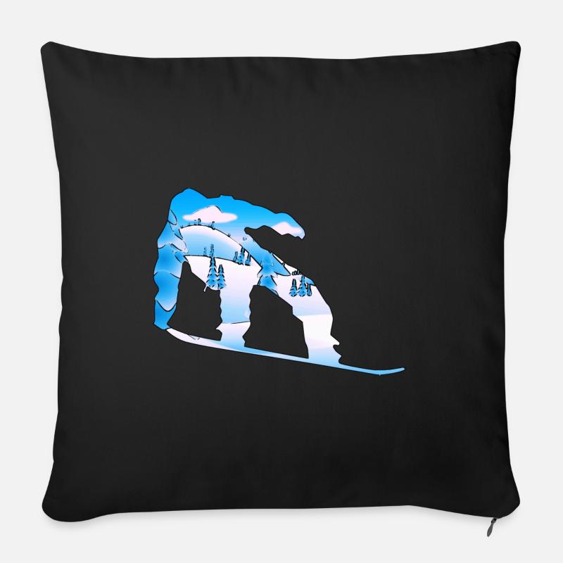 Snowboard - winterurlaub - Geschenk -ski - urlaub - Sofakissenbezug 45 x 45 cm - Schwarz