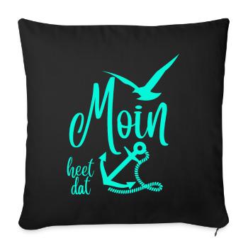 Moin heet dat - Anchor & Seagulls Motif - North German - Sofa pillowcase 17,3'' x 17,3'' (45 x 45 cm) - black - Front