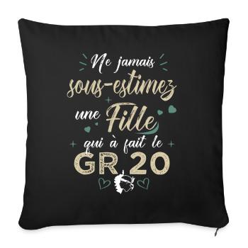 une fille qui a fait le GR 20 femme randonné corse - Housse de coussin décorative 45 x 45 cm - noir - Devant