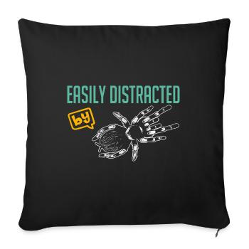 Fou de tarentules drôle d’araignée disant - Housse de coussin décorative 45 x 45 cm - noir - Devant