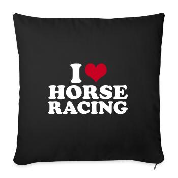 I Love Horse Racing - Sofa pillowcase 17,3'' x 17,3'' (45 x 45 cm) - black - Front