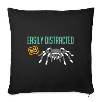 Fou de tarentules drôle d’araignée disant - Housse de coussin décorative 45 x 45 cm - noir - Devant