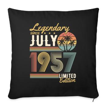 Millésime juillet 1957 Rétro vintage anniversaire - Housse de coussin décorative 45 x 45 cm - noir - Devant