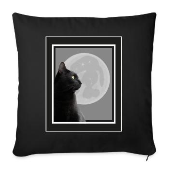 Schwarze Katze im Mondlicht. - Sofakissenbezug 45 x 45 cm - Schwarz - Vorne