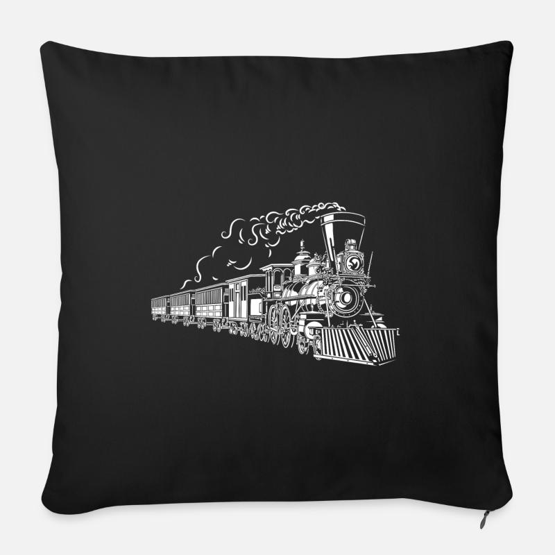 chemin de fer - Housse de coussin décorative 45 x 45 cm - noir