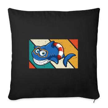Funny Vintage Shark With Sunglass Summer For Shark - Housse de coussin décorative 45 x 45 cm - noir - Devant