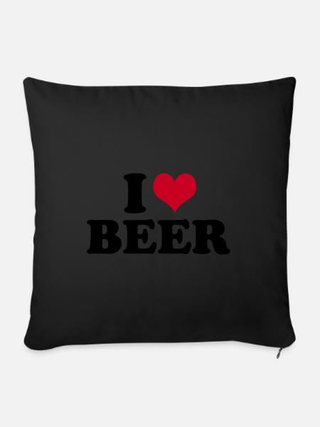 I Love Beer Bier - Sofakissenbezug 45 x 45 cm - Schwarz