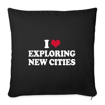 Visite guidée de la ville J’aime explorer de nouvelles - Housse de coussin décorative 45 x 45 cm - noir - Devant