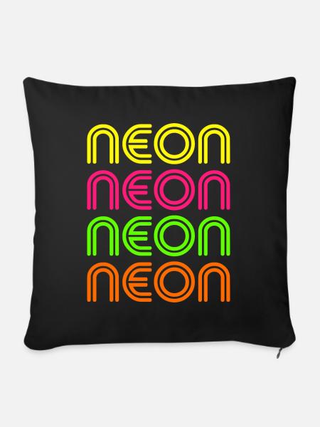 Neon pink orange grün gelb 80er 90er Outfit Party - Sofakissenbezug 45 x 45 cm - Schwarz