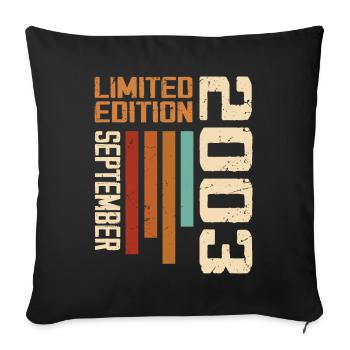 September 2003 Originelle Geschenkidee zum Geburtstag - Sofakissenbezug 45 x 45 cm - Schwarz - Vorne