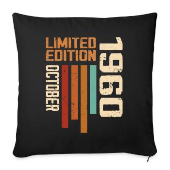 Vintage Oktober 1960 Retro Geburtstagsgeschenk - Sofakissenbezug 45 x 45 cm - Schwarz - Vorne