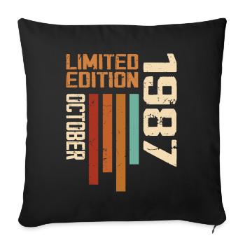 Vintage October 1987 Retro Birthday Gift - Sofa pillowcase 17,3'' x 17,3'' (45 x 45 cm) - black - Front