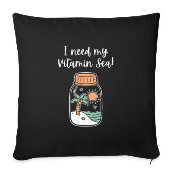 J’ai besoin de ma vitamine mer plage en bouteille drôle - Housse de coussin décorative 45 x 45 cm - noir - Devant