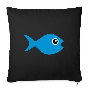 ★ Couleurs de conception modifiables ★ Poisson aux yeux écarquillés - Housse de coussin décorative 45 x 45 cm - noir - Devant