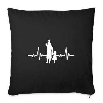 Papa et Fils Battement Coeur Humour Papa - Housse de coussin décorative 45 x 45 cm - noir - Devant