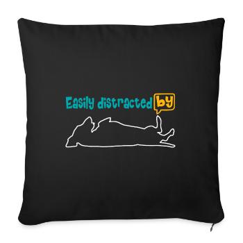Enthusiastic about the dachshund, easily distracted by the dachshund. - Sofa pillowcase 17,3'' x 17,3'' (45 x 45 cm) - black - Front