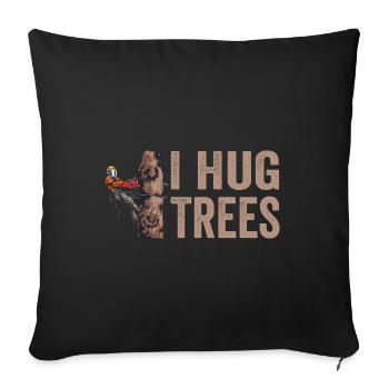 Motorsäge I Hug Trees Holzfäller Kettensäge - Sofakissenbezug 45 x 45 cm - Schwarz - Vorne