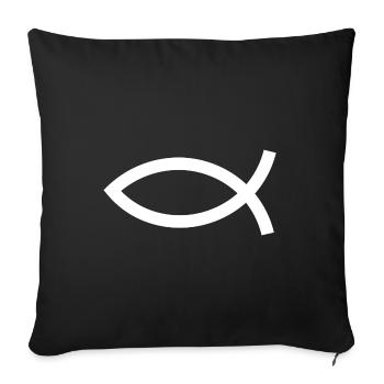 Jésus poisson blanc Ichthys poisson poisson poisson - Housse de coussin décorative 45 x 45 cm - noir - Devant