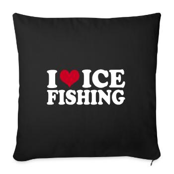 J’adore la pêche sur glace - Housse de coussin décorative 45 x 45 cm - noir - Devant