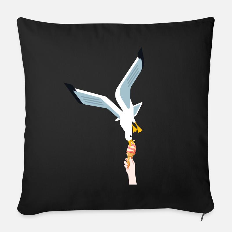Möwe Eis Geschenk Vogel Dieb - Sofakissenbezug 45 x 45 cm - Schwarz