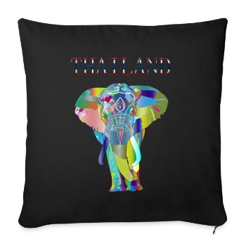 THAILAND ELEPHANT GIFT IDEA - Sofa pillowcase 17,3'' x 17,3'' (45 x 45 cm) - black - Front