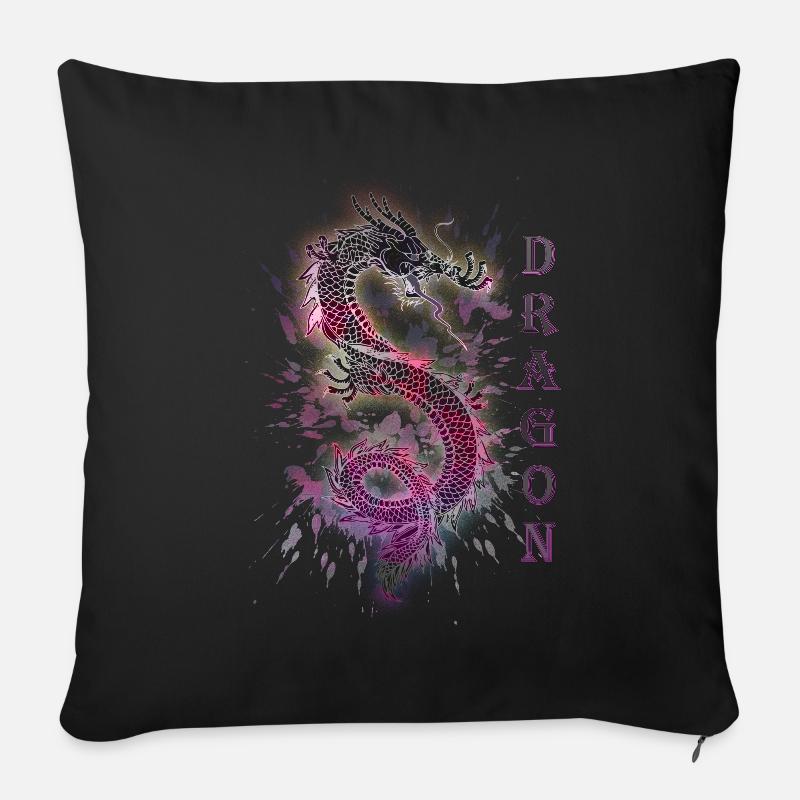 DRAGON DRACHE - Sofakissenbezug 45 x 45 cm - Schwarz