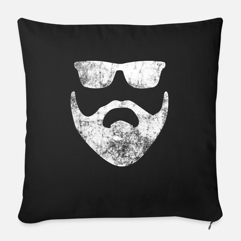 Barbe hipster lunettes cool - Housse de coussin décorative 45 x 45 cm - noir