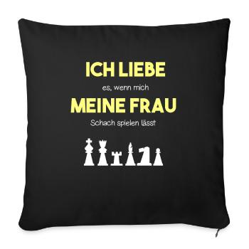 Jeu d'échecs amusant en morceaux d'échecs - Housse de coussin décorative 45 x 45 cm - noir - Devant