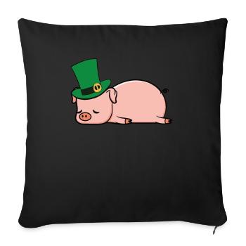 Lustiges betrunkenes Irland Schwein St Patricks - Sofakissenbezug 45 x 45 cm - Schwarz - Vorne