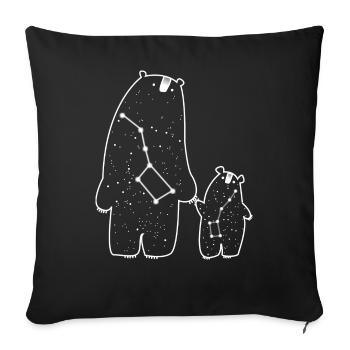 Ours idée zodiac animal espace cadeau - Housse de coussin décorative 45 x 45 cm - noir - Devant