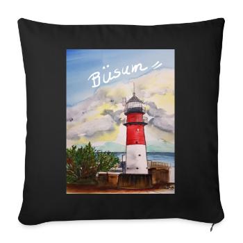 EG Büsum I Urlaub I Leuchtturm I Nordsee I Meer - Sofakissenbezug 45 x 45 cm - Schwarz - Vorne